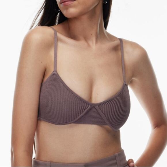 Babaton Aritzia Sculpt Knit Bra Top in Deep Taupe - Picture 1 of 8